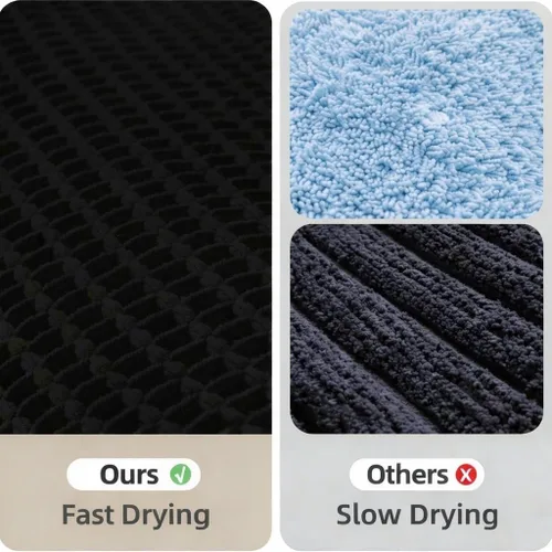 Vista 8 de Tapete de Baño Waffle Mejorado – Ultra Suave, Súper Absorbente y Alfombra Antideslizante con Borlas, Lavable a Máquina, Respaldo de Goma para Baño