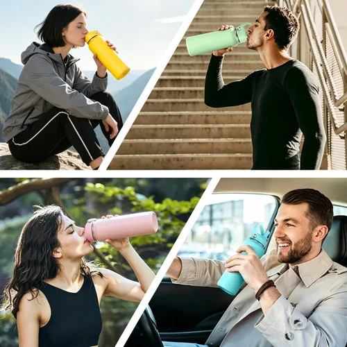 Vista 6 de Tapa de popote para botella de agua de boca ancha Hydroflask, tapa de popote flexible compatible con Hydro Flask de 12, 16, 18, 20, 32, 40, 64 Azul 2