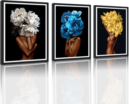 Vista 35 de MAMAGO Lienzo decorativo para pared, pintura de belleza dorada y negra, fotos de mujeres africanas, hermosos pósteres de mujer negra, impresiones