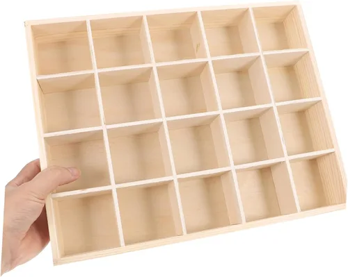 Vista 4 de SEWACC Organizador de cajones de madera, caja de almacenamiento de 20 rejillas para calcetines, llaves, bragas, armario, gabinete, organizador