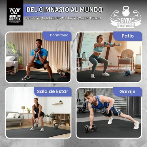 Vista 9 de WF Athletic Supply Premium Grandes Esterillas de Piso para Ejercicio, 7 MM de Espesor, Esterillas de Entrenamiento para Gimnasio en Casa, Gruesas 6