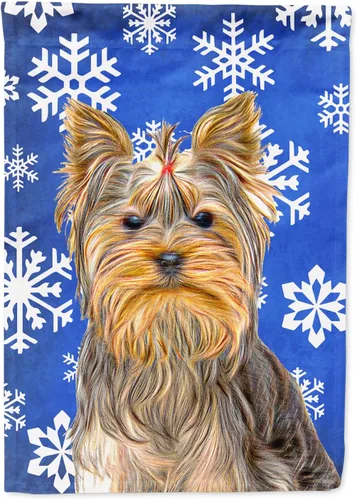 Vista 272 de Caroline's Treasures SC9374GF Bulldog English Snow flakes Holiday Garden Flag Buzón Bandera decorativa para patio exterior, patio, obras de arte