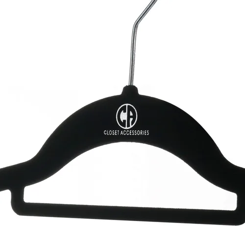 Vista 4 de Perchas de terciopelo negro, ultra delgadas que ahorran espacio, muescas, barra de corbata, gancho giratorio, paquete de 30, con 20 clips