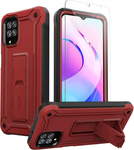 Vista 2 de Funda para teléfono Samsung Galaxy A12 5G [grado milimétrico a prueba de golpes] [1 protector de pantalla separado] con función atril, textura mate