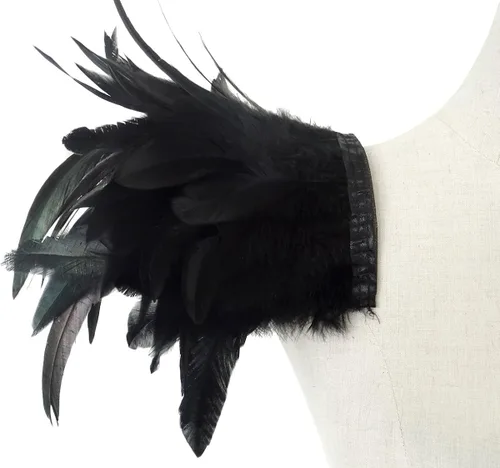 Vista 3 de L'VOW Paquete de 2 piezas de charreteras de plumas naturales con correa de hombro para Halloween