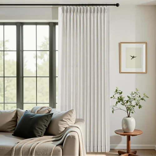 Vista 9 de Cortinas plisadas de lino semitransparentes de 96 pulgadas, filtrado de luz Natural