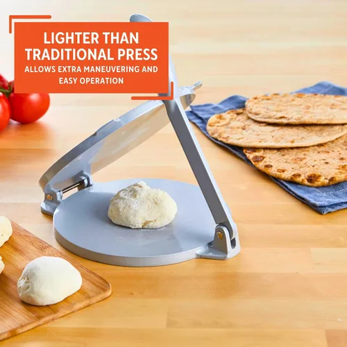 Vista 11 de IMUSA USA MEXI-86005 - Prensa de tortilla de aluminio fácil de usar de 6 pulgadas, plateado, gris Roti maker, ideal para panes planos caseros