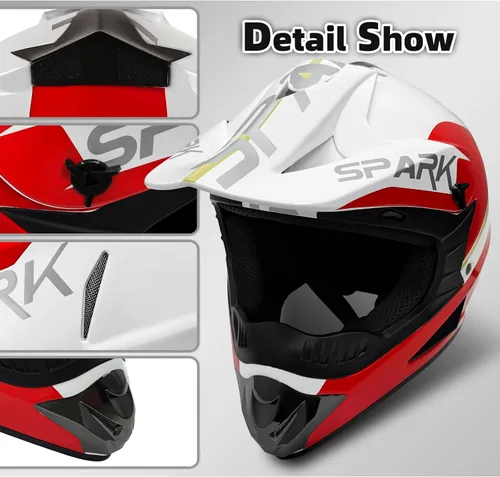 Vista 6 de Youth Dirt Bike ATV Off Road Motorcycle Helmets DOT Approved Blanco