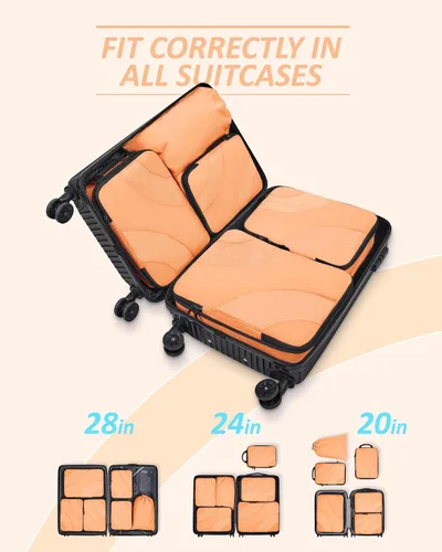 Vista 3 de BAGSMART - Juego de 6 cubos de compresión para maletas, organizadores de maleta de compresión y cubos de viaje para equipaje, organizador