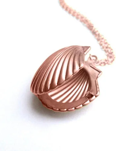 Vista 9 de Adecco LLC Mermaid Valentine Collar náutico, pequeño medallón de concha, Rose gold, WK-roseshell V