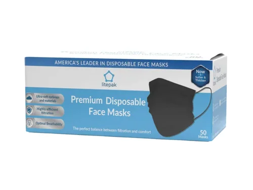 Vista 4 de 2000 máscaras faciales desechables para niños, 3 capas para niños y niñas (negro)