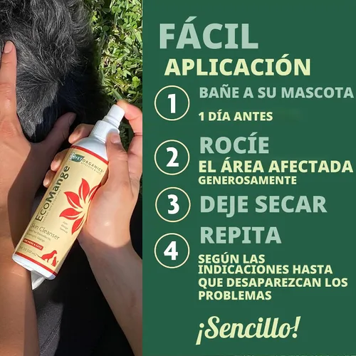 Vista 3 de EcoMange Mange Relief for Dogs & Cats - Alivio de la picazón de gatos y perros, 8 onzas, spray sarcóptico y demodéctico para ácaros - Extracto
