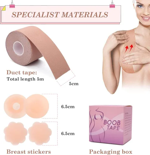 Vista 5 de BoobTape - Cinta invisible para levantamiento de pecho cinta de levantamiento de senos cinta transpirable para levantamiento de senos para copas A-E