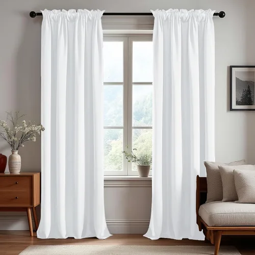 Vista 28 de Deconovo Cortinas opacas, aislamiento térmico, dobladillo para barra, reducción de ruido, certificado Oeko-TEX, cortinas de oscurecimiento