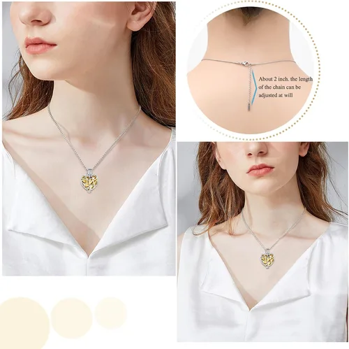 Vista 18 de Collar con medallón de cremación conmemorativa con corazón eterno con mini urna para cenizas de seres queridos