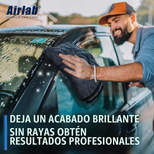 Vista 5 de Airlab - Toallas de microfibra para coche, paño de limpieza para secado, color negro y gris Thick Plush Auto Detailing Super Absorbent for
