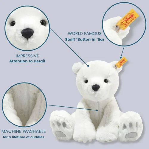 Vista 3 de Steiff Lasse - Juguete de peluche de oso polar, color blanco, 11 pulgadas