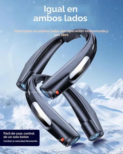 Vista 8 de ZEEFO Ventilador de cuello portátil, ventilador personal manos libres, funciona con batería de 6000 mAh, ventilador recargable USB con 6 velocidades