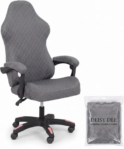 Vista 11 de Deisy Dee Sin silla, solo fundas para sillas de juegos, fundas elásticas de poliéster para silla reclinable de juegos de carreras (negro)