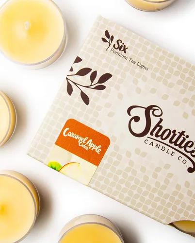 Vista 4 de Paquete de 3 velas de té de manzana, 18 velas perfumadas (cosecha, caramelo, tarde) - Colección de panadería y frutas