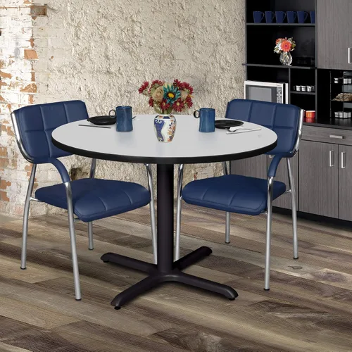 Vista 6 de Regency Cain - Mesa redonda para sala de descanso de 48 pulgadas con parte superior laminada duradera, superficie resistente a arañazos y manchas