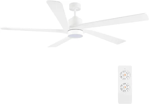 Vista 16 de WINGBO Ventilador de techo CC de 48 pulgadas con luces y control remoto, 5 cuchillas de madera maciza tallada, motor CC reversible de 6 velocidades