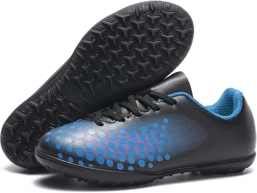 Vista 5 de LANDHIKER Tacos de fútbol para niños y niñas, zapatos de fútbol para interiores y niños pequeños y grandes