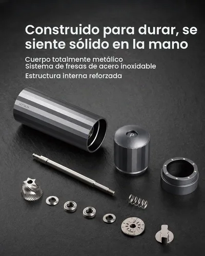 Vista 6 de Molinillo de pimienta manual – Hotqilin Molinillo de pimienta ajustable con más de 60 configuraciones de grosor, diseño completamente metálico, alta