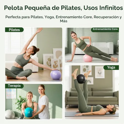 Vista 7 de Slim Panda Pelota de pilates de 9 pulgadas antiestallido pequeña pelota de Negro