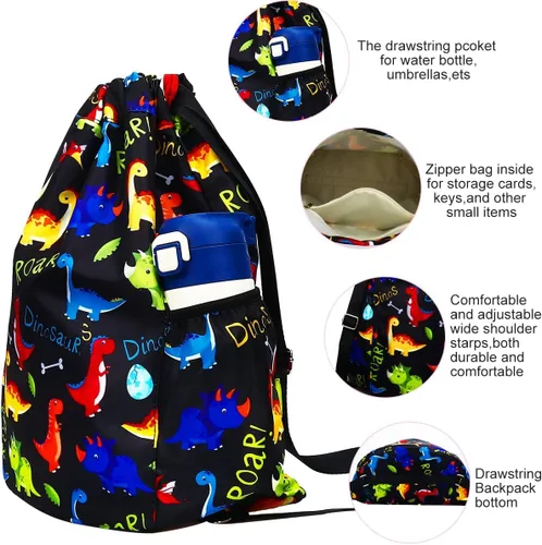 Vista 7 de RHCPFOVR Mochila con cordón para niños, bolsas de unicornio para niñas, gimnasio, baile, playa, natación, bolsa de viaje con dos soportes