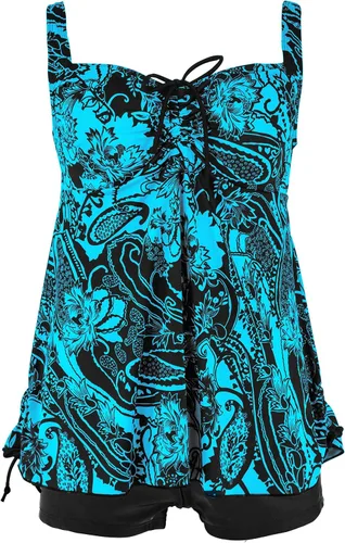 Vista 6 de Septangle - Trajes de baño para mujeres, tankini de dos piezas con estampado de cachemira, talla extragrande