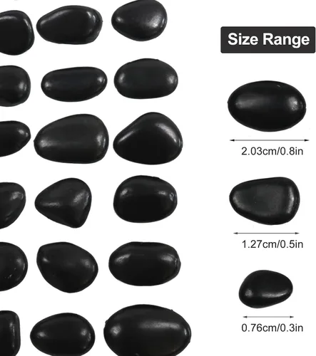Vista 2 de Piedras decorativas Black River Rock, piedras decorativas para plantas de interior, rocas para paisajismo al aire libre, piedras pulidas de 0.3 a