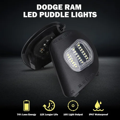 Vista 2 de KanSmart Para Ram Puddle Lights compatibles con Dodge Ram 1500 2500 2010-2019 Accesorios Espejo Puddle Light Ram 3500 4500 5500 LED Espejo Lateral
