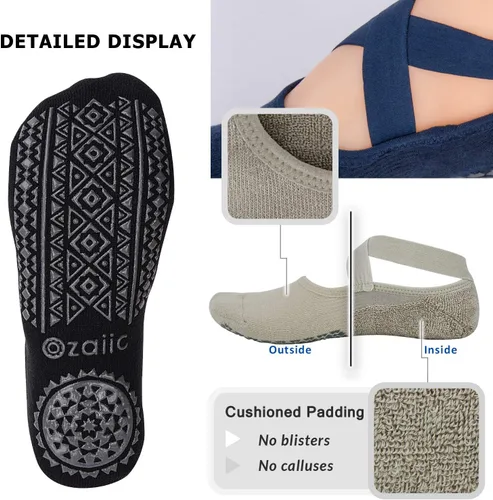 Vista 6 de Ozaiic Non Slip Socks for Yoga Pilates Barre Fitness Hospital Socks for Women