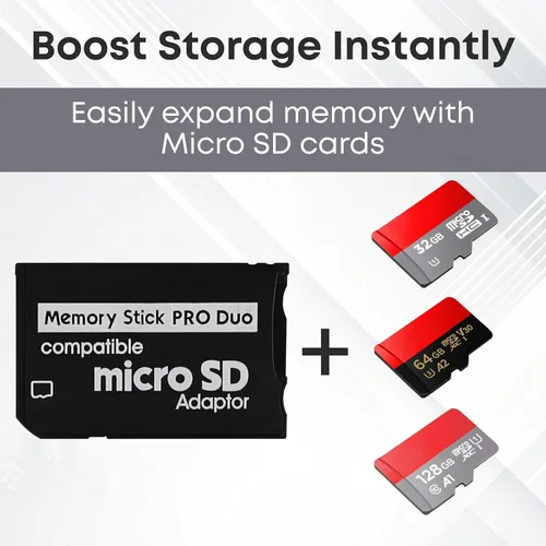 Vista 3 de Adaptador Memory Stick Pro Duo - Tarjeta Micro SD a MagicGate para PSP, cámara Adaptador Micro SD para PSP 1000/2000/3000, Sony Cyber-Shot