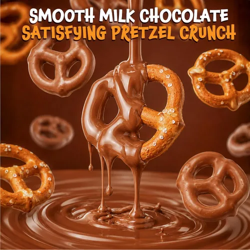 Vista 6 de Pretzels cubiertos de chocolate con leche, aperitivo dulce y salado - Bolsa de 22 onzas Bocadillo de oficina, mini pretzels