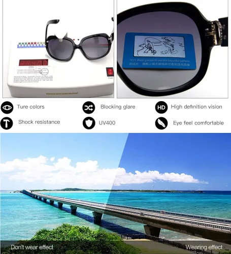 Vista 5 de Gafas de sol polarizadas de gran tamaño para mujer, gafas de sol clásicas de moda, para mujer