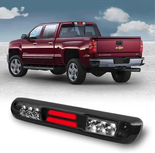 Vista 32 de Reemplazo para Ford F-250 F-350 F-450 F-550 Super Duty/Ford Ranger 1993-2011 Lente de humo LED cromado carcasa trasera de montaje alto 3ª tercera
