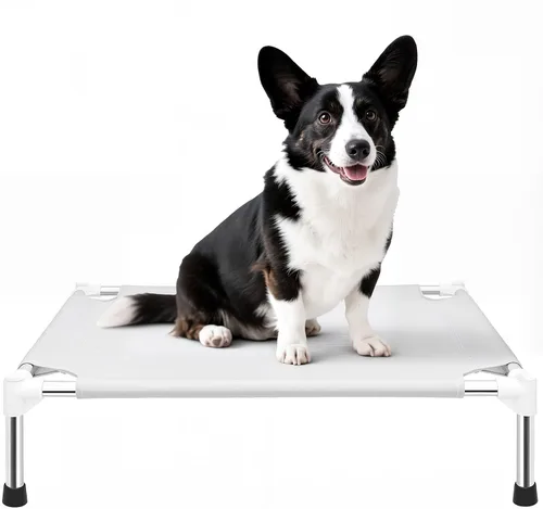 Vista 8 de Makerfire Cama elevada para perro, cuna elevada para interiores y exteriores, para perros medianos, cama desmontable para mascotas con pies