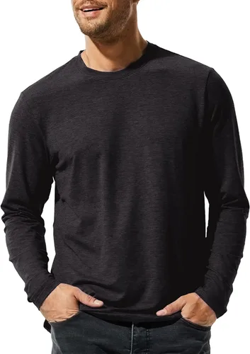 Vista 14 de MIER X-Sofort - Camisetas de manga larga para hombre, ligeras, súper suaves, atléticas, cuello redondo, para correr, descansar, entrenamiento casual