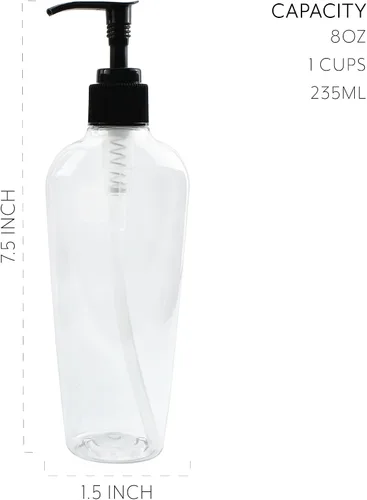 Vista 6 de Cornucopia Brands Botellas de loción de plástico transparente de 8 onzas con dispensadores de bomba (paquete de 8) recipientes vacíos para loción