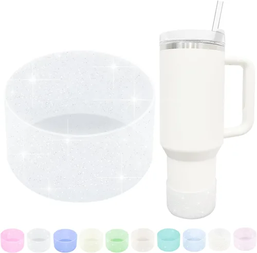 Vista 12 de Funda protectora de silicona con purpurina WORBSS para taza Stanley Cup H2.0 de 20, 30, 40 onzas y botella Hydro Flask de 18-24 onzas con cubierta