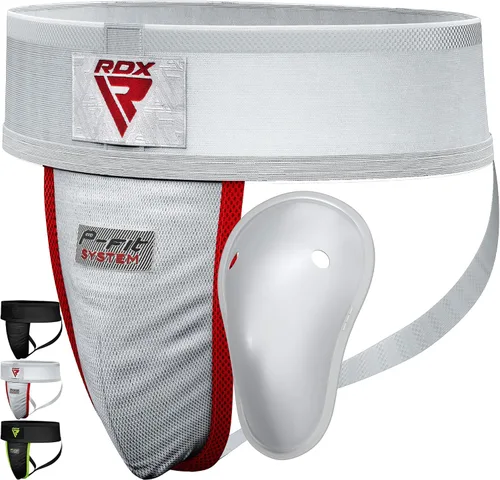 Vista 7 de RDX Protector de Ingle para Hombre, Copa para Boxeo, Kickboxing, MMA, Muay Thai, Entrenamiento de Lucha, Protector de Ingle Ventilado Ajustable