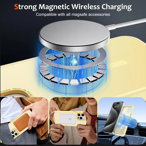 Vista 1157 de Anuck - Funda magnética para iPhone 11 compatible con MagSafe, carcasa trasera mate translúcida dura, borde de TPU, delgada, resistente a impactos