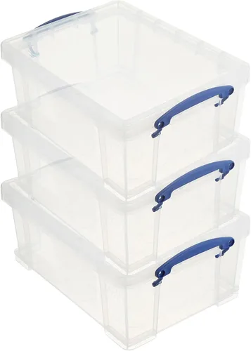 Vista 14 de Really Useful Box - Contenedores de almacenamiento de plástico apilables de 9 litros con tapa de cierre y asas con clip incorporado