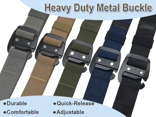 Vista 4 de WYuZe Cinturón táctico militar elástico para hombre de la correa del metal de los aparejos de la correa