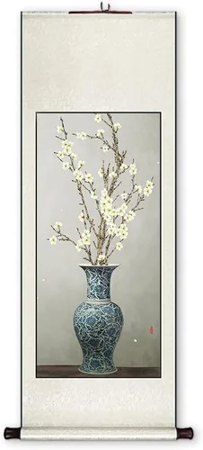 Vista 17 de Xzhipeng Pergamino Pintura colgante vertical Flor pájaro Pintura china Porche Pasillo Pasillo Pintura colgante Pergamino Sala de estar Comedor