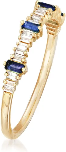 Vista 3 de Ross-Simons 0.14 ct. t.w. Diamond and .10 ct. t.w. Sapphire Stackable Ring in 14kt Yellow Gold