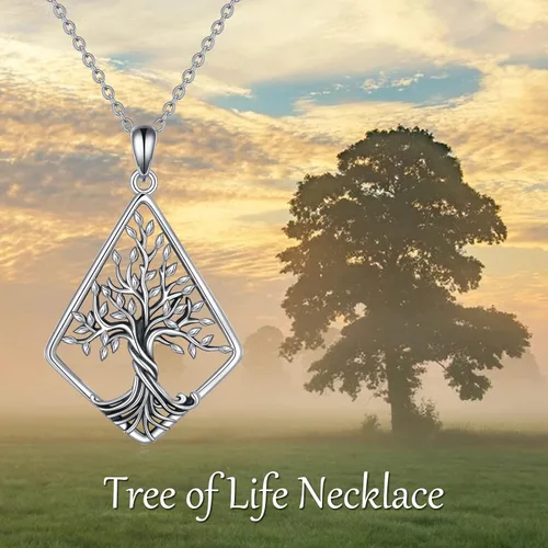 Vista 67 de ONEFINITY Collar de plata de ley 925 con diseño de árbol de la vida con colgante de nudo celta de concha de abulón para mujer