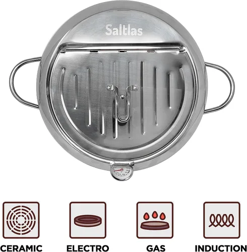 Vista 4 de Saltlas Olla Freidora Profunda (°F), 11"/4.4Qt (4.2 L) Olla de Freír Tempura Extra Grande con Tapa, Olla de Freír de Acero Inoxidable 304